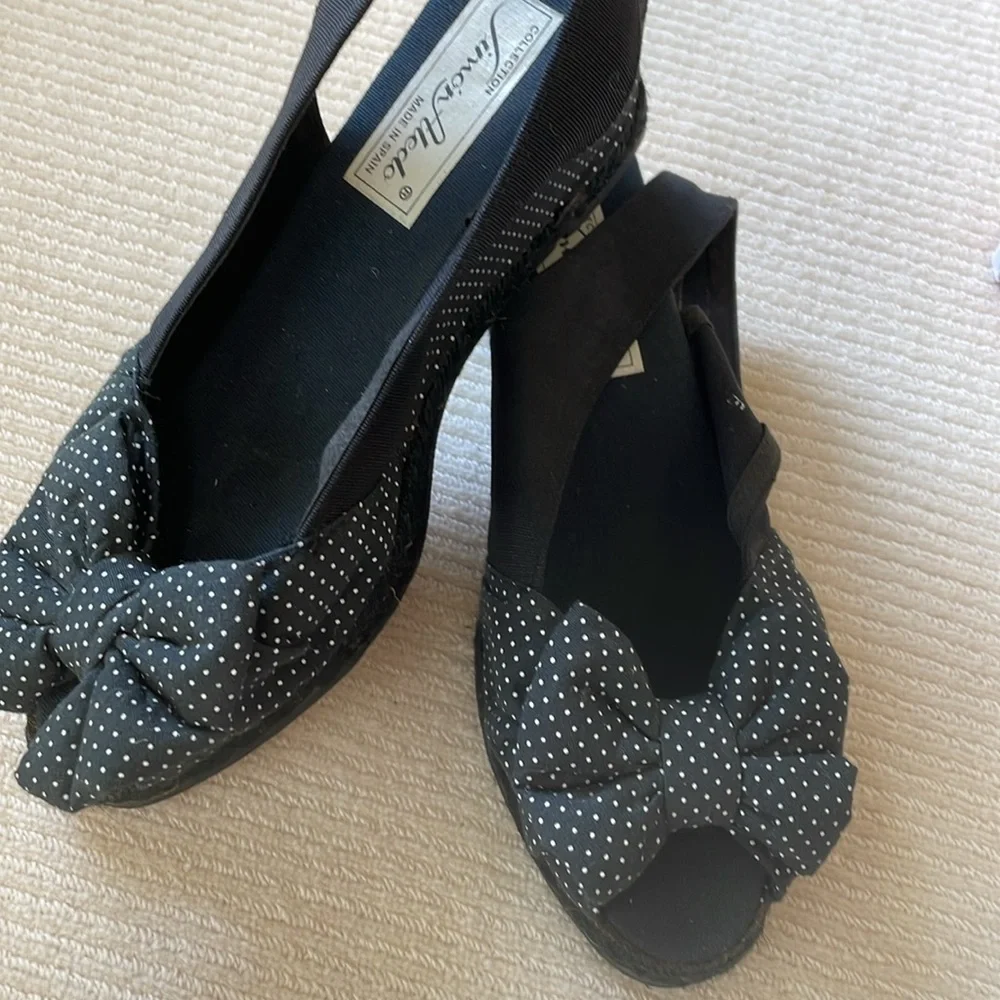 Simon Aledo Black and White  Espadrille Style Wedges